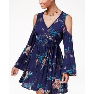 American Rag Navy Floral Cold Shoulder Dress